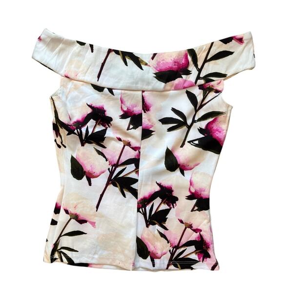 Le Château Off Shoulder Top – Pink Watercolor Floral XS - Picture 3 of 7